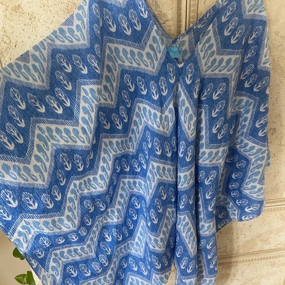 J. McLaughlin Redondo Ikat Caftan Swim cover 100% linen size M/L - Picture 4 of 5